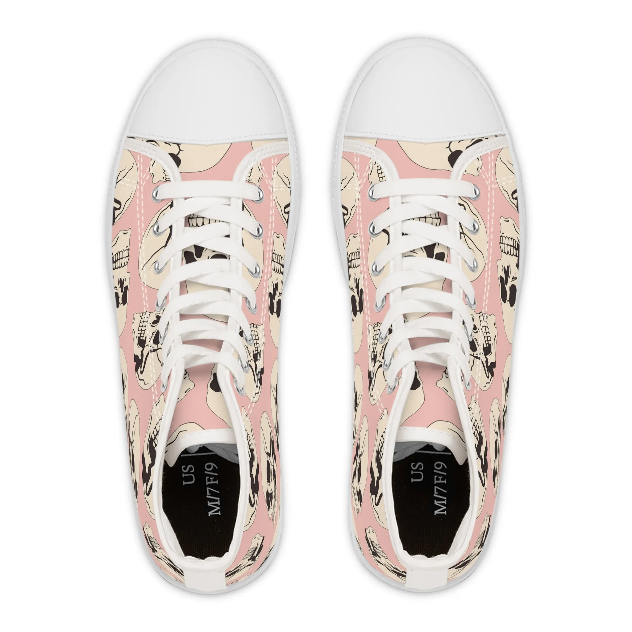 Skull Head and Pink Background Women's High Top Sneakers