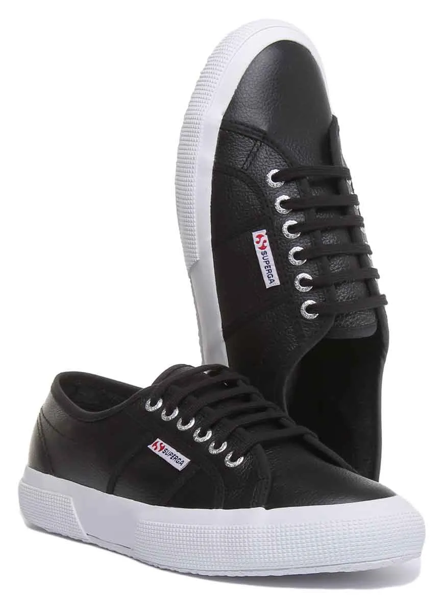 Superga 2750 Efglu In Leather Trainer Black White