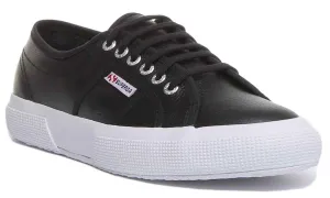 Superga 2750 Efglu In Leather Trainer Black White