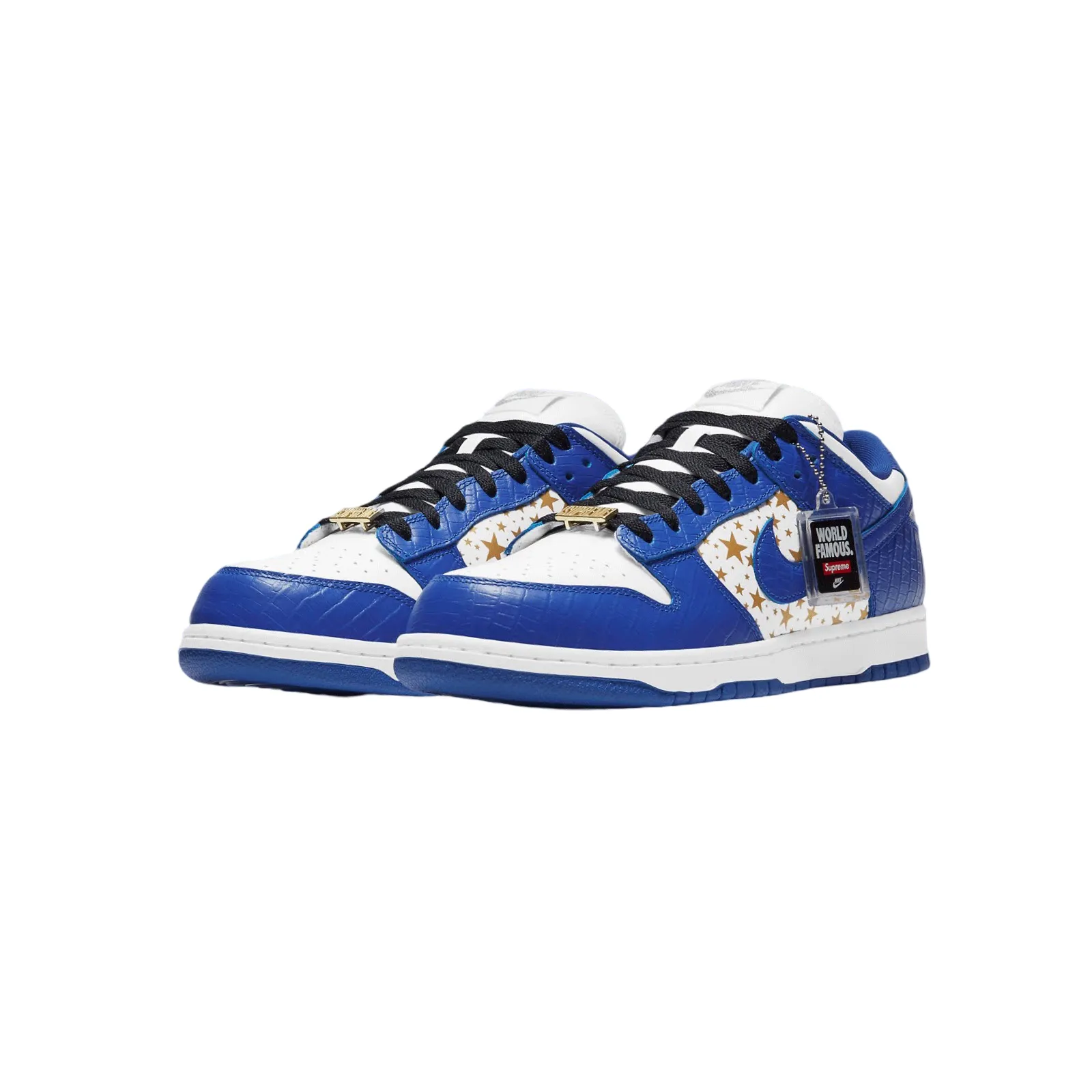 Supreme x SB Dunk Low OG QS White Hyper Blue Metallic Gold