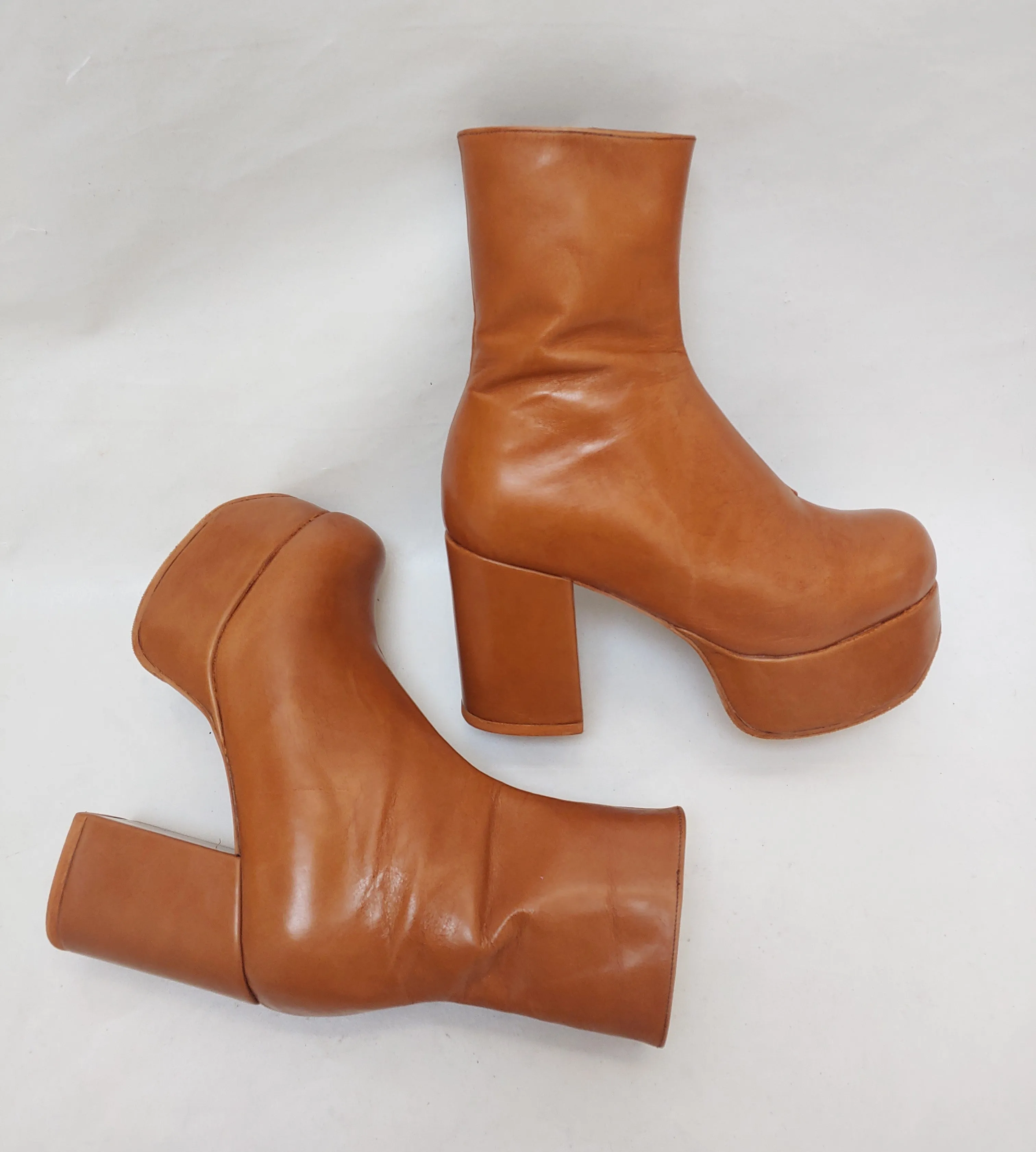 Tan Platform Ankle Boots