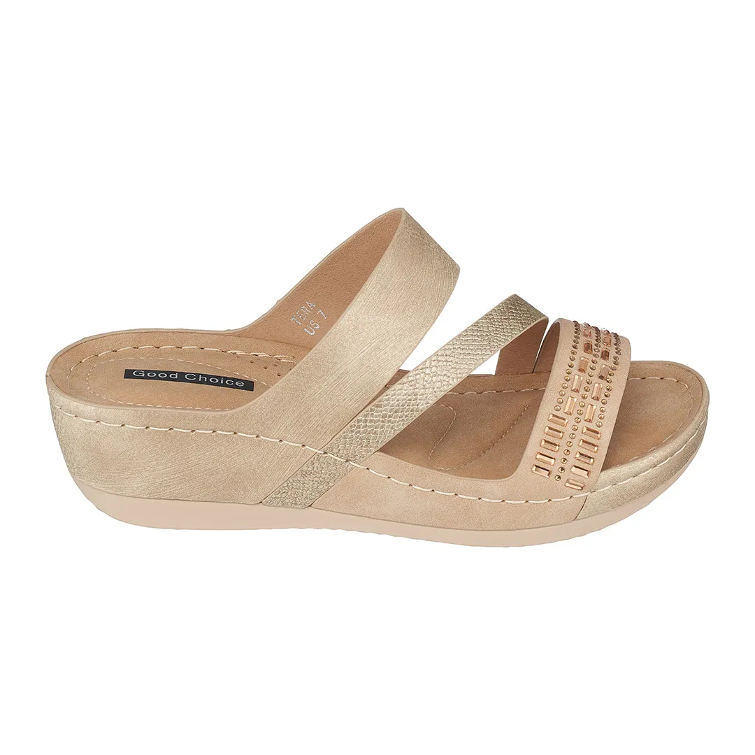 Tera Gold Wedge Sandals