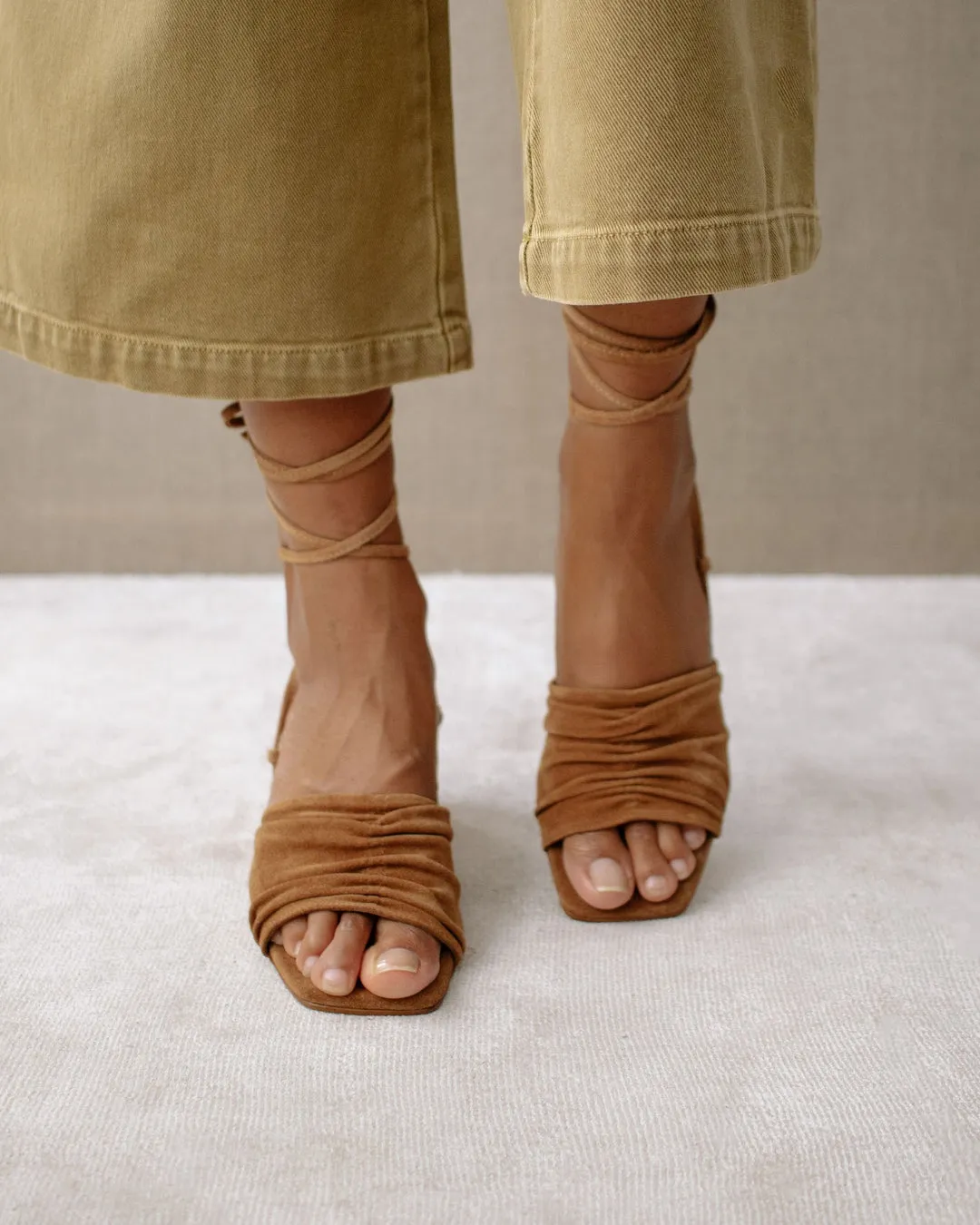 The Kahlo Suede Sandal by Alohas - Camel