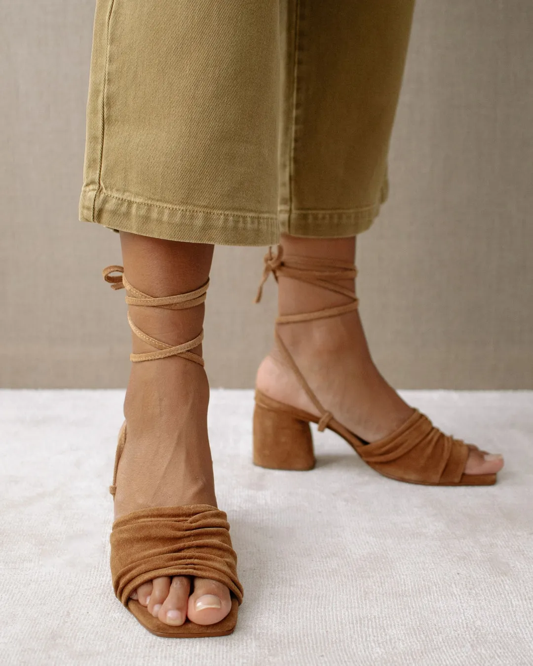 The Kahlo Suede Sandal by Alohas - Camel