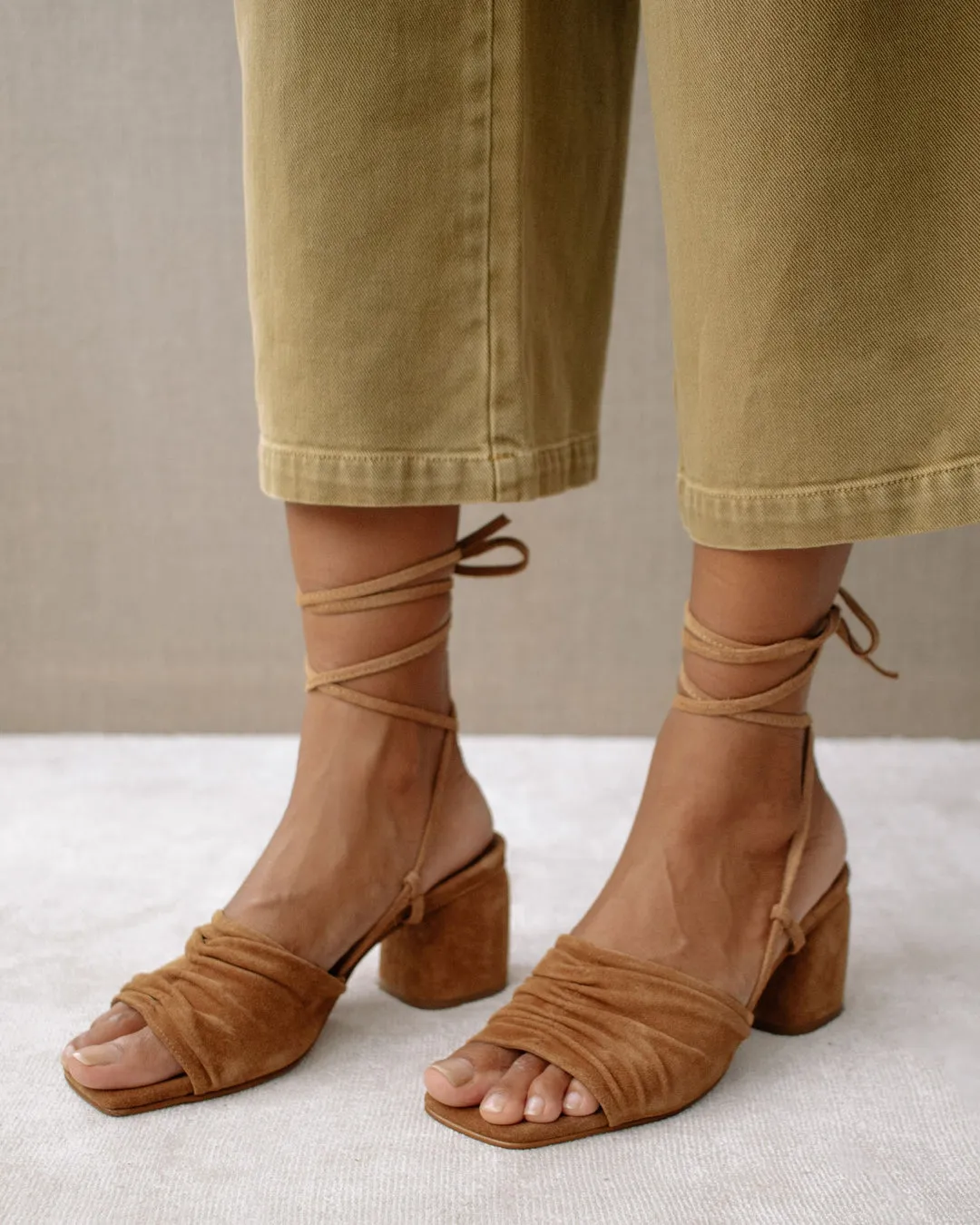 The Kahlo Suede Sandal by Alohas - Camel