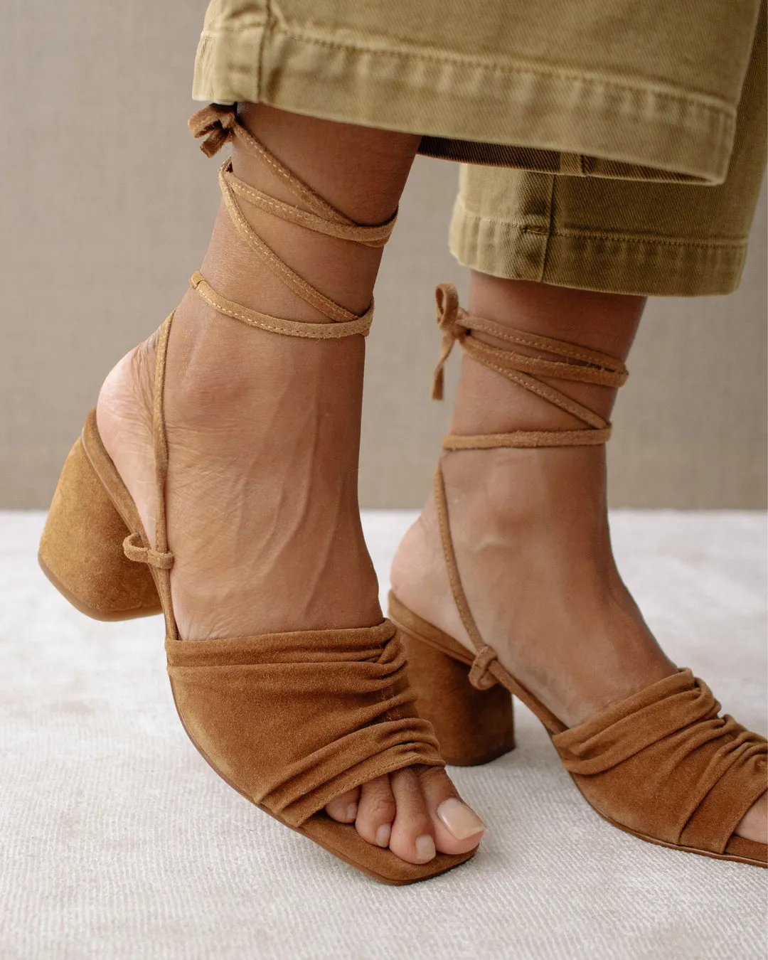 The Kahlo Suede Sandal by Alohas - Camel