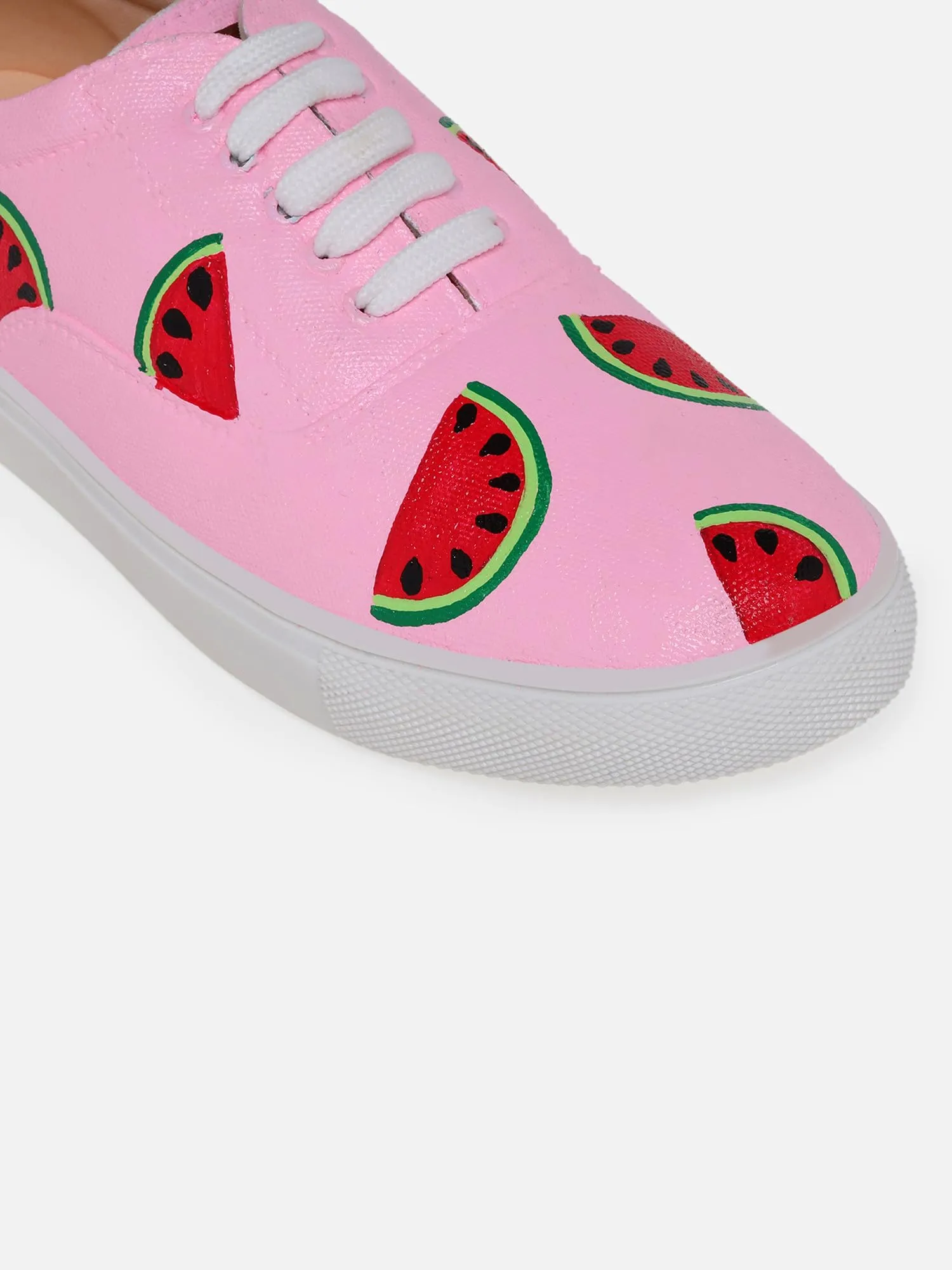 THE QUIRKY NAARI Watermelon Sneakers with Watermelon Motif | Pink | 4 UK