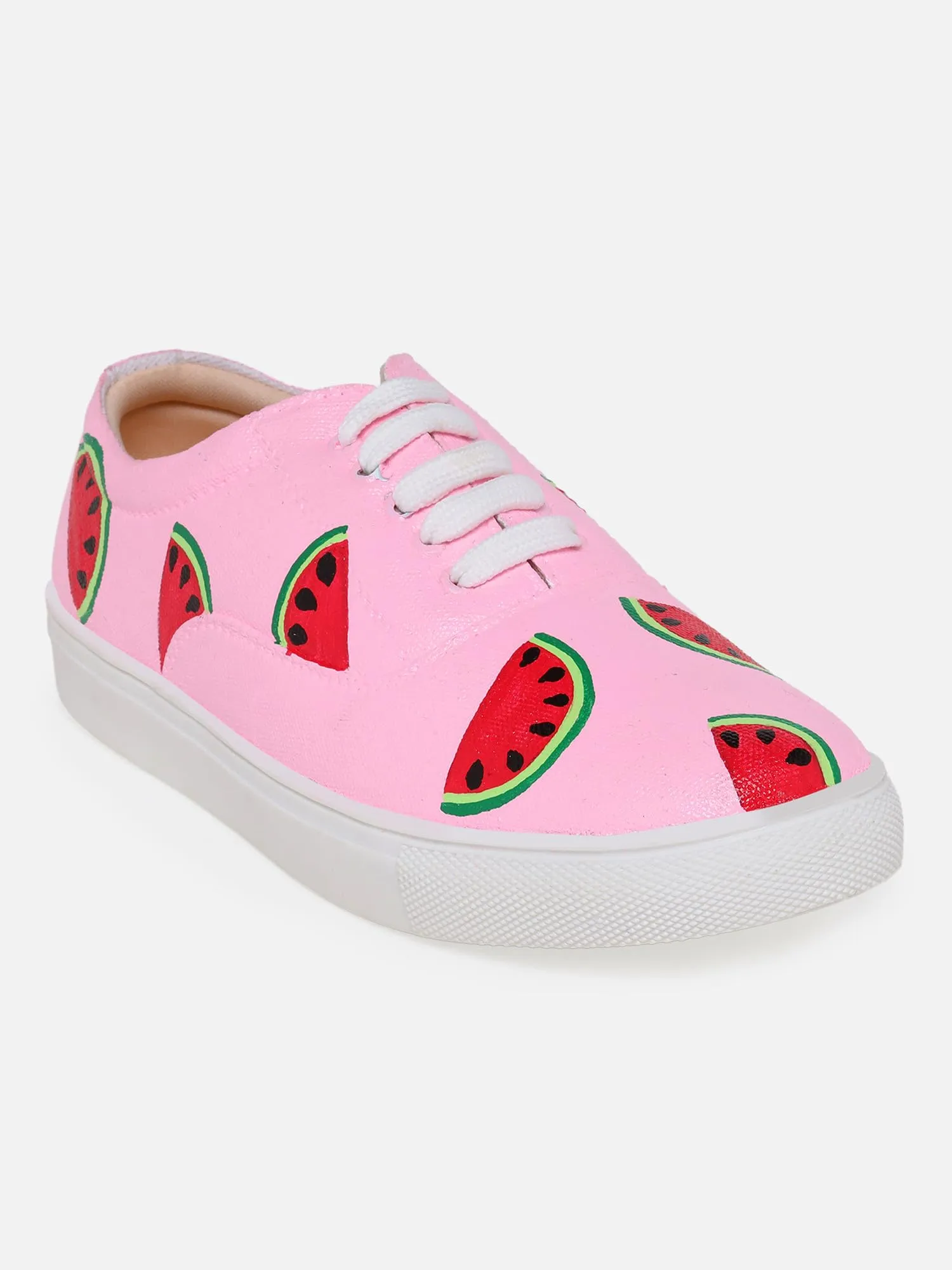 THE QUIRKY NAARI Watermelon Sneakers with Watermelon Motif | Pink | 4 UK