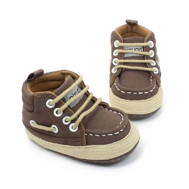 Toddler First Walkers Cotton Canvas Shoes Infant Sneaker Soft Bottom Baby Bebe Crib High-Top Moccasins Shoes