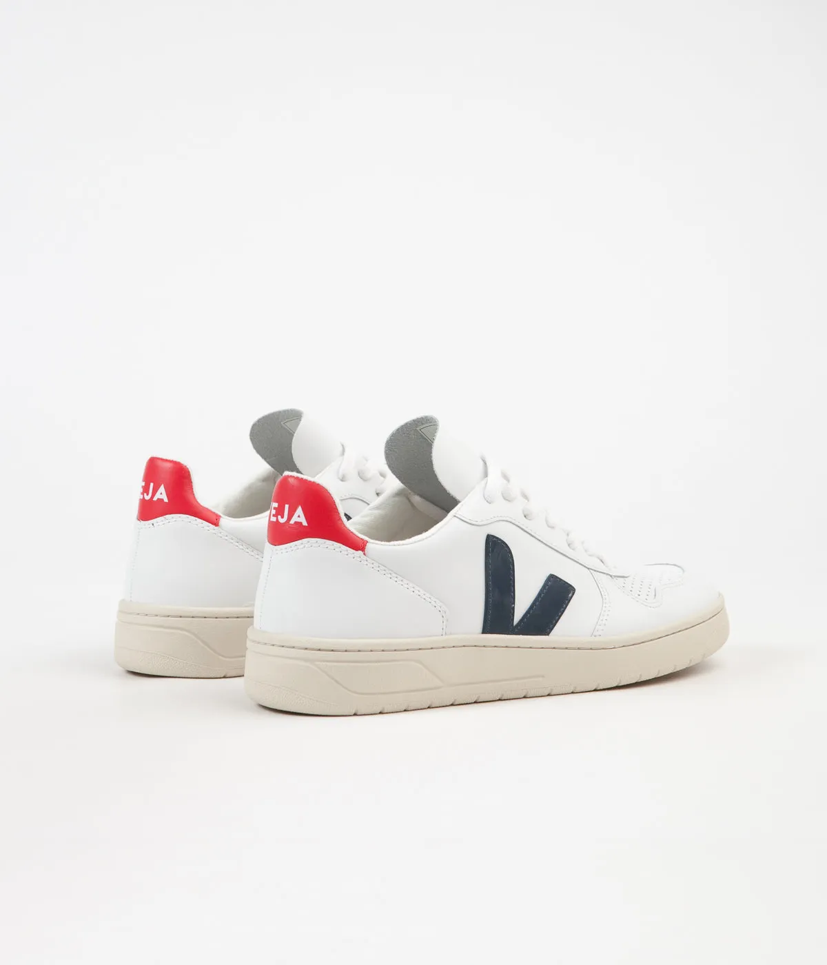 Veja V-10 Leather Shoes - Extra White / Nautico Pekin