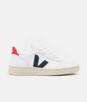 Veja V-10 Leather Shoes - Extra White / Nautico Pekin