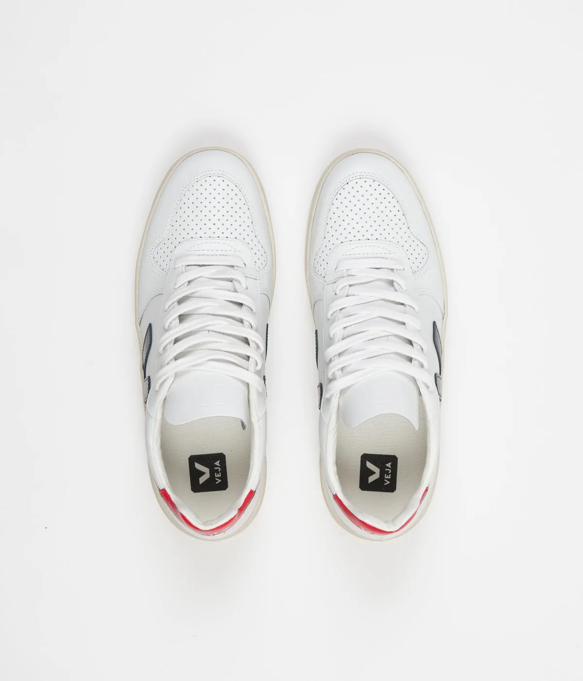 Veja V-10 Leather Shoes - Extra White / Nautico Pekin