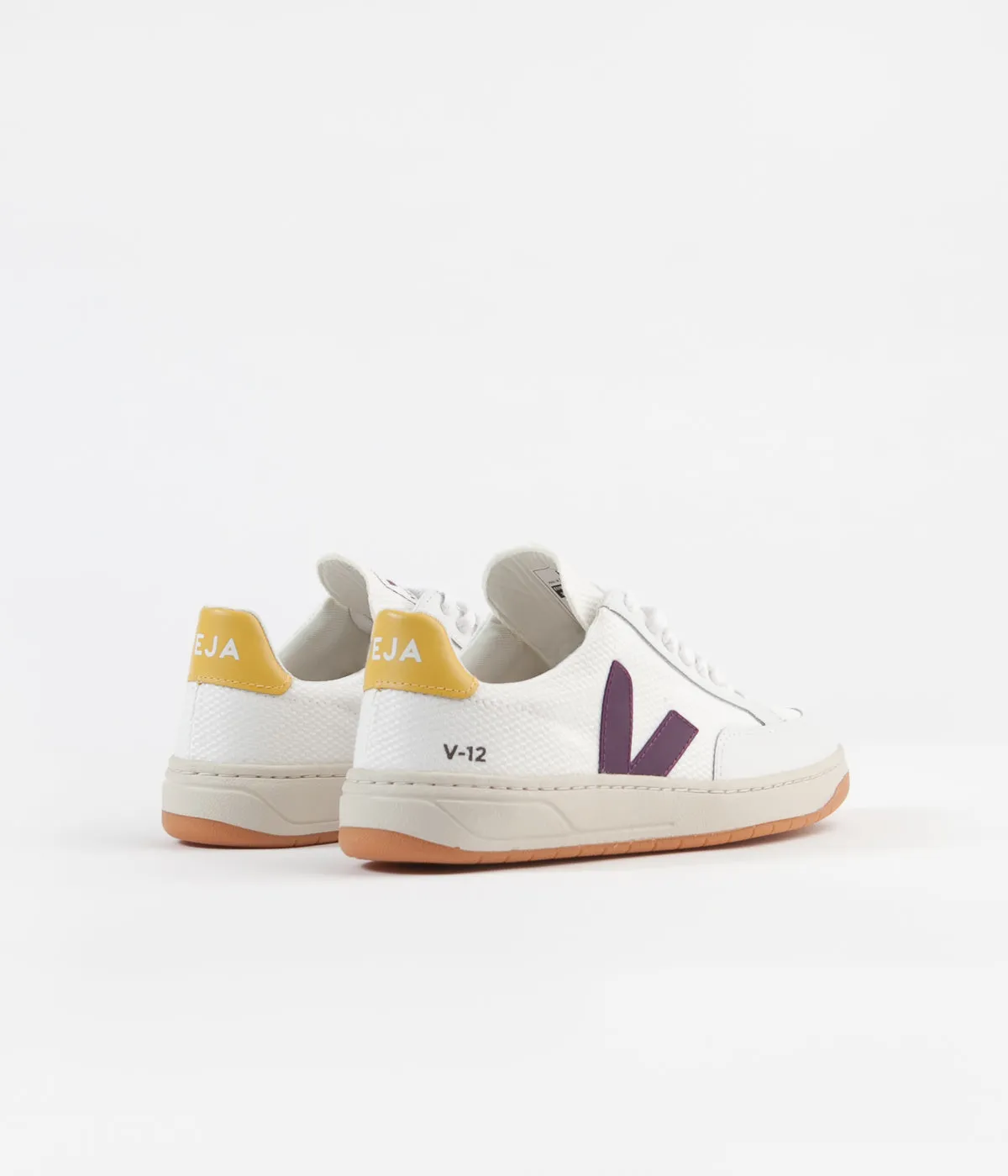 Veja Womens V-12 B-Mesh Shoes - White / Berry / Gold / Yellow