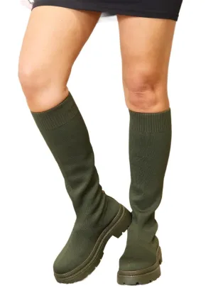 WILD DIVA Footwear Knee High Platform Sock Boots