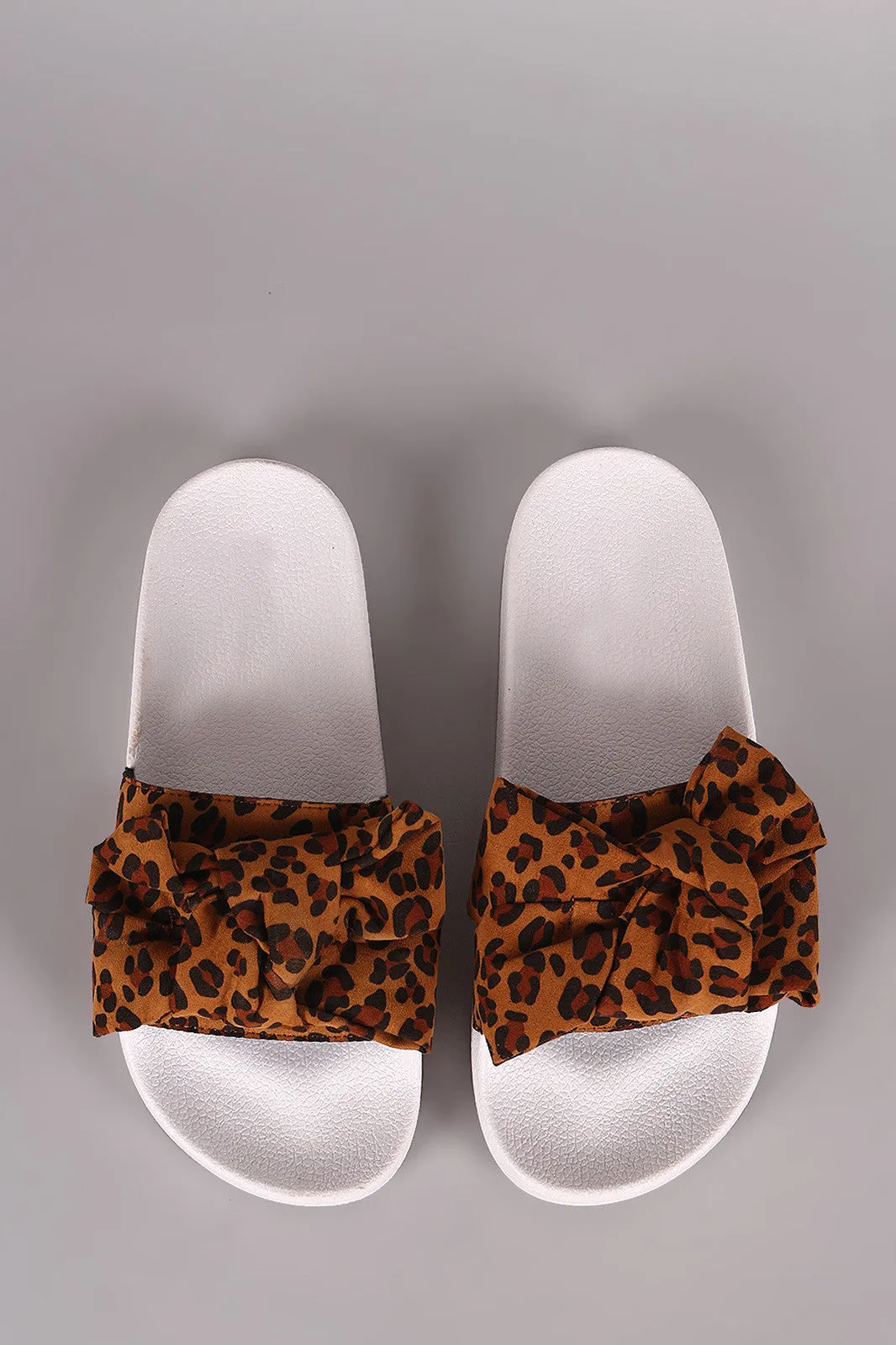 Wild Diva Lounge Leopard Knotted Bow Slide Sandal