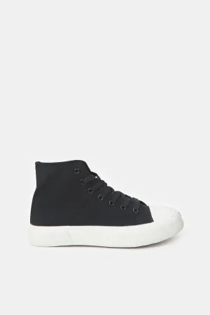 Women White And Black Canvas High Top