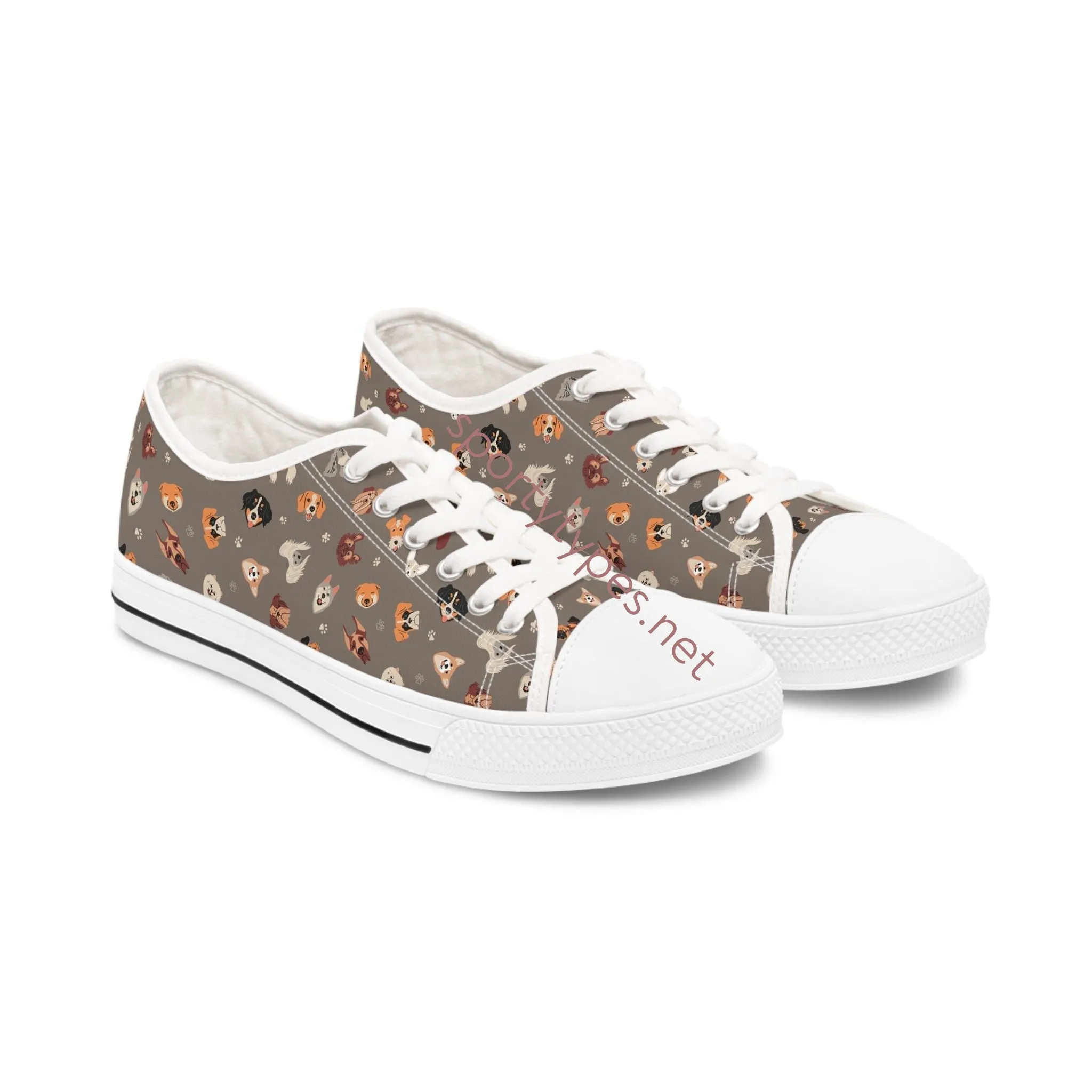 Women's Dog Print Low Top Canvas Sneakers