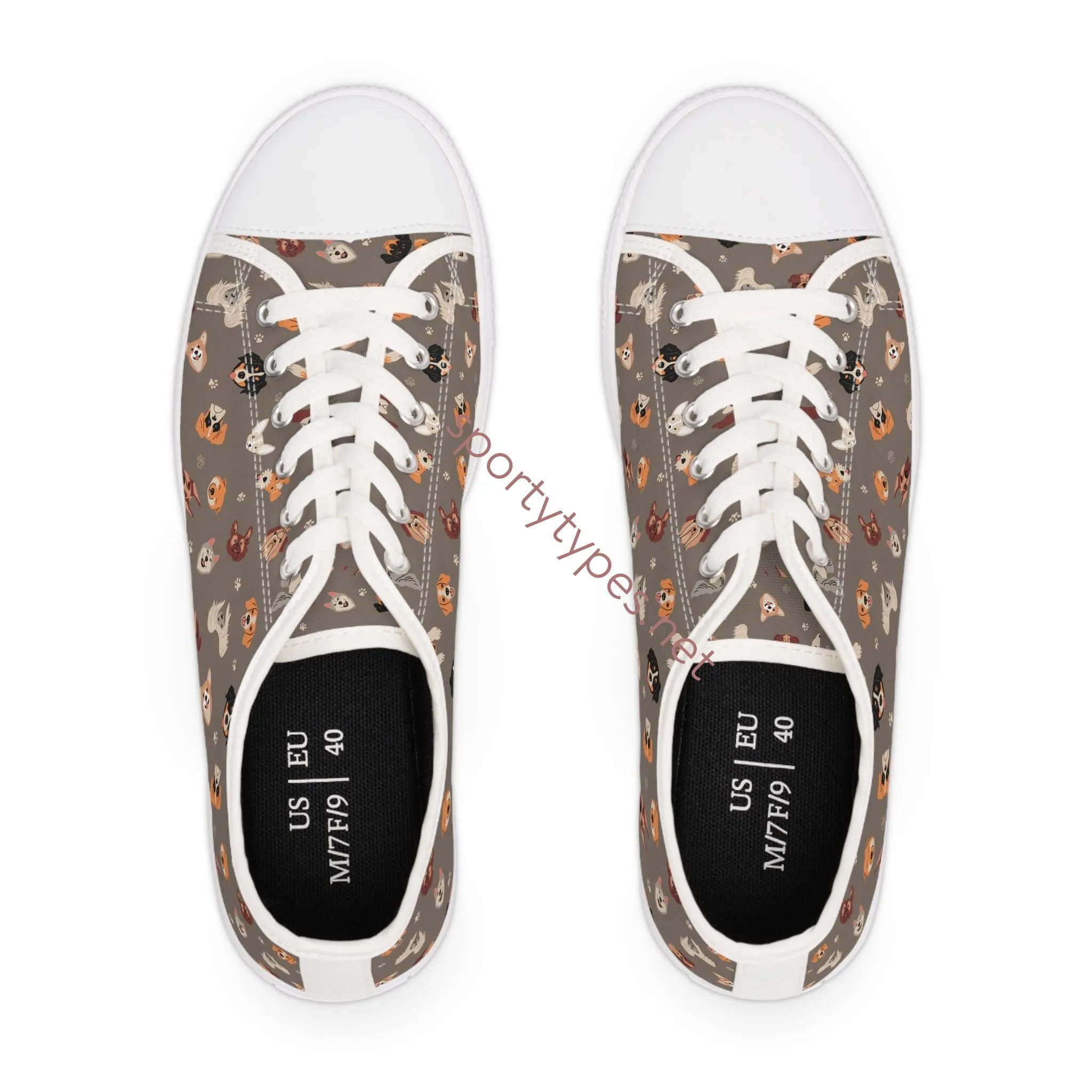 Women's Dog Print Low Top Canvas Sneakers