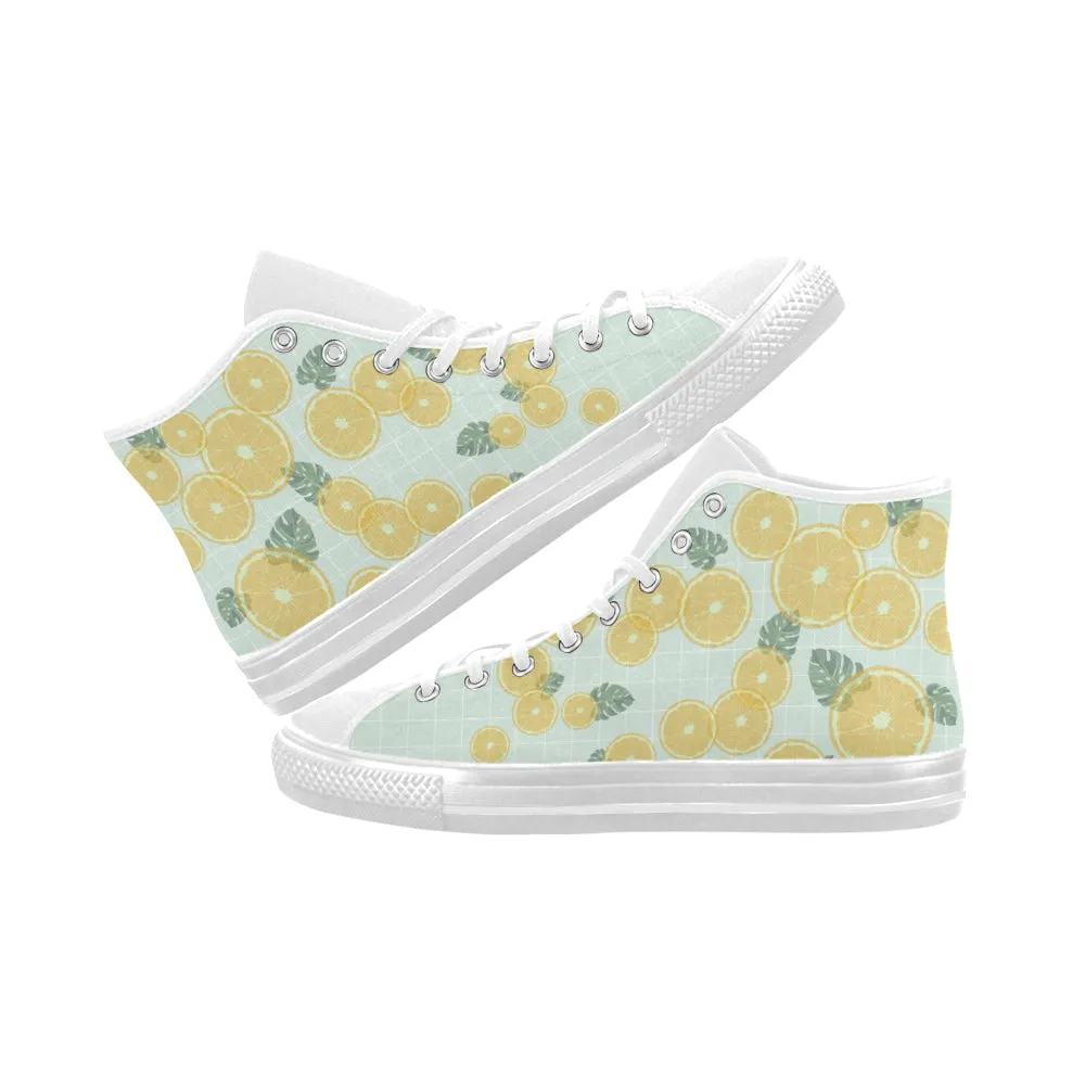 Women's Fizzy Lemons Print High Top Canvas Shoes