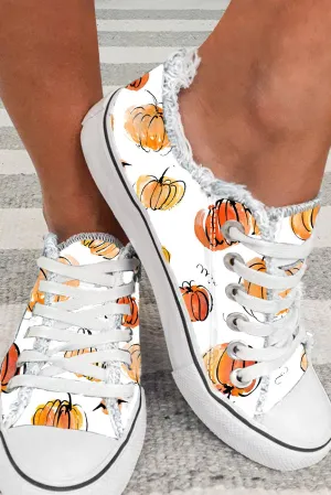 Women's Halloween Canvas Shoes Pumpkins Print Sneakers