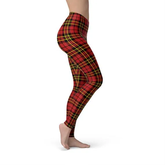 Womens Red Plaid Tartan Leggings