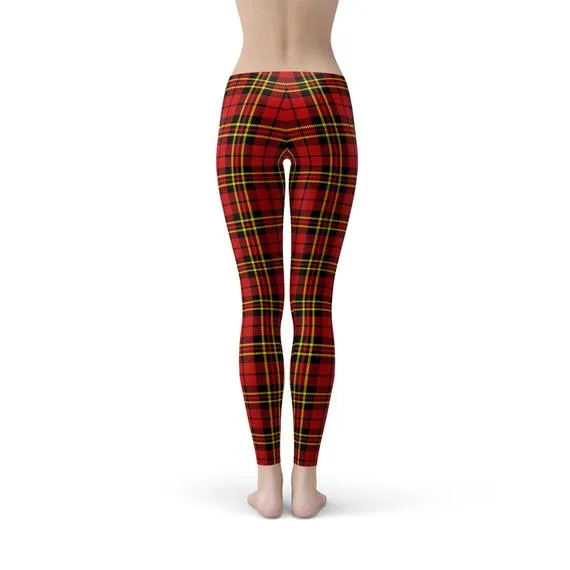 Womens Red Plaid Tartan Leggings