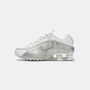 Womens Shox R4 - White/Metallic Silver-Max Orange