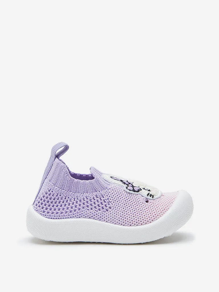 Yellow Lilac & Pink Animal Applique Knitted Shoes